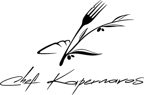 Chef Kapernaros logo on home page, bio section